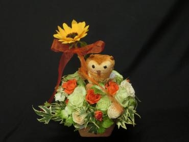 ふくろうちゃんアレンジ✿。✿♫｜「フローリストつたや」　（兵庫県姫路市の花キューピット加盟店 花屋）のブログ